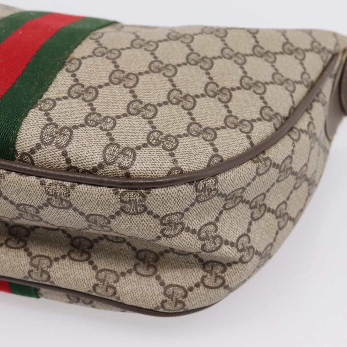 GUCCI GG Supreme Web Sherry Line Bag PVC Beige Gold 10 01 3840 Auth ka6558