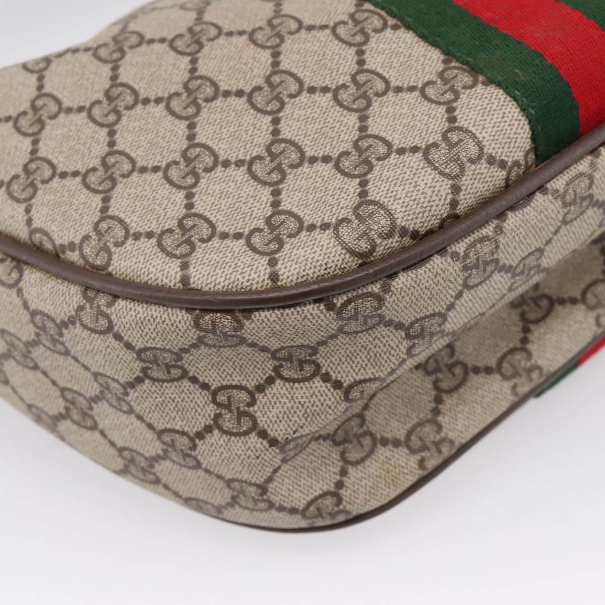 GUCCI GG Supreme Web Sherry Line Bag PVC Beige Gold 10 01 3840 Auth ka6558