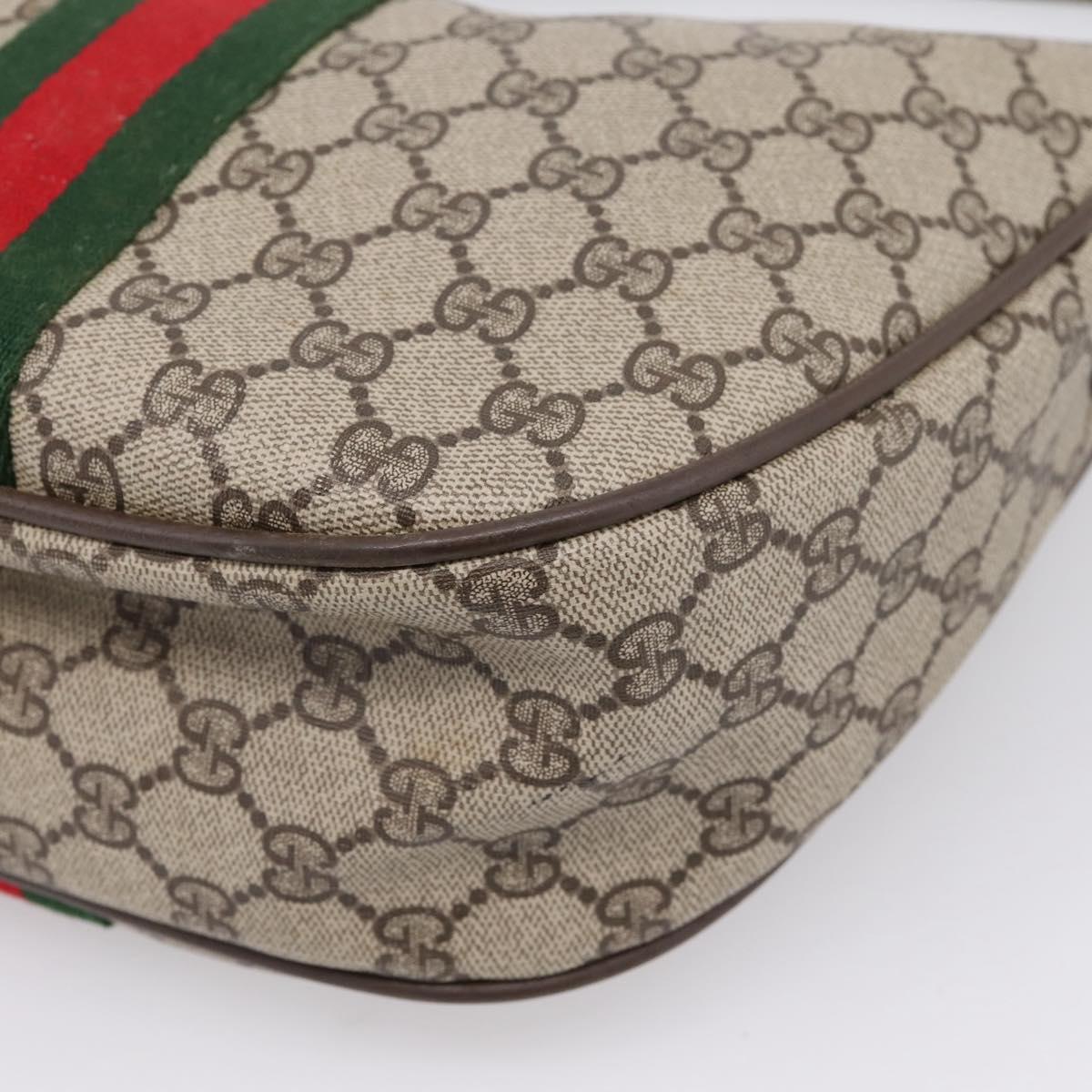 GUCCI GG Supreme Web Sherry Line Bag PVC Beige Gold 10 01 3840 Auth ka6558