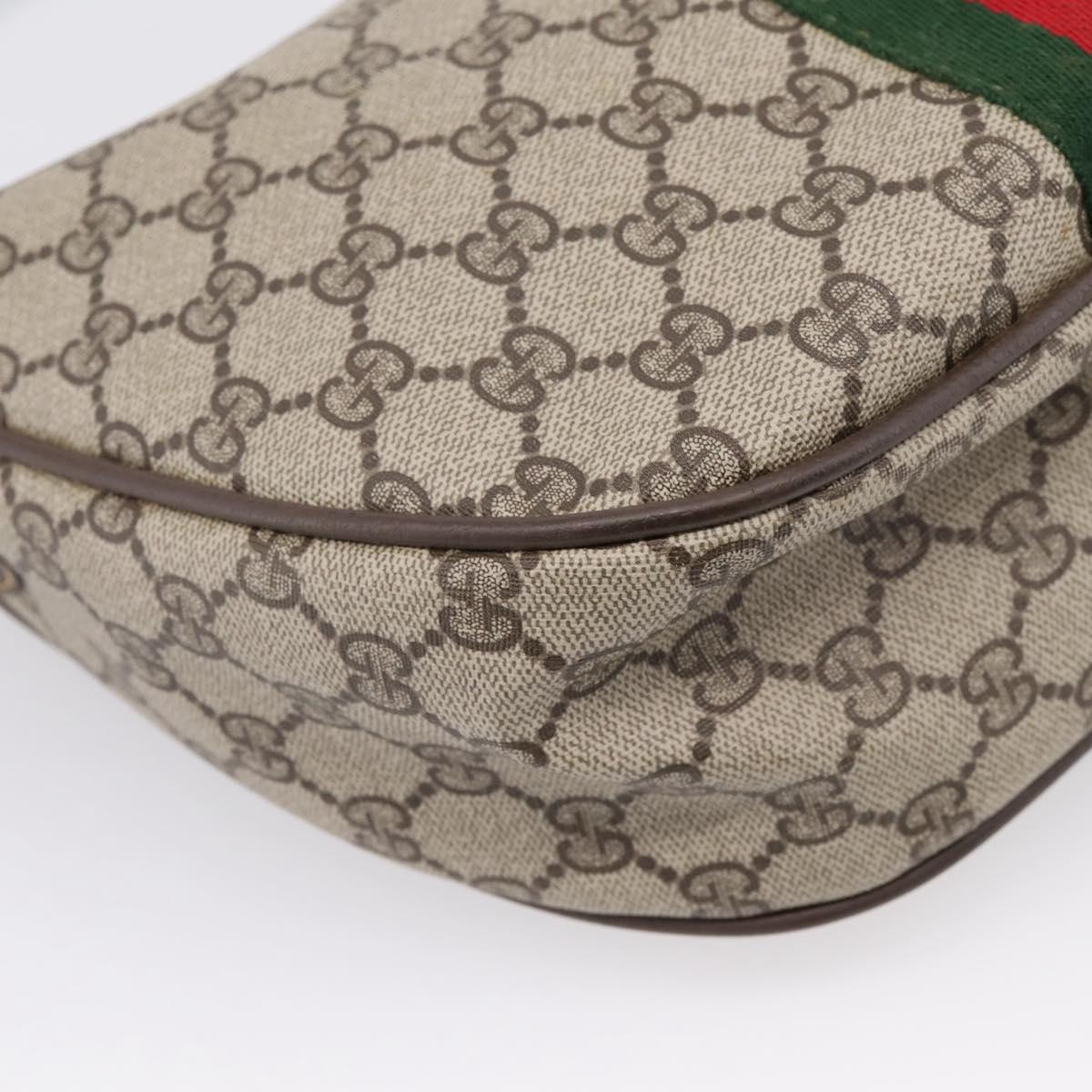 GUCCI GG Supreme Web Sherry Line Bag PVC Beige Gold 10 01 3840 Auth ka6558