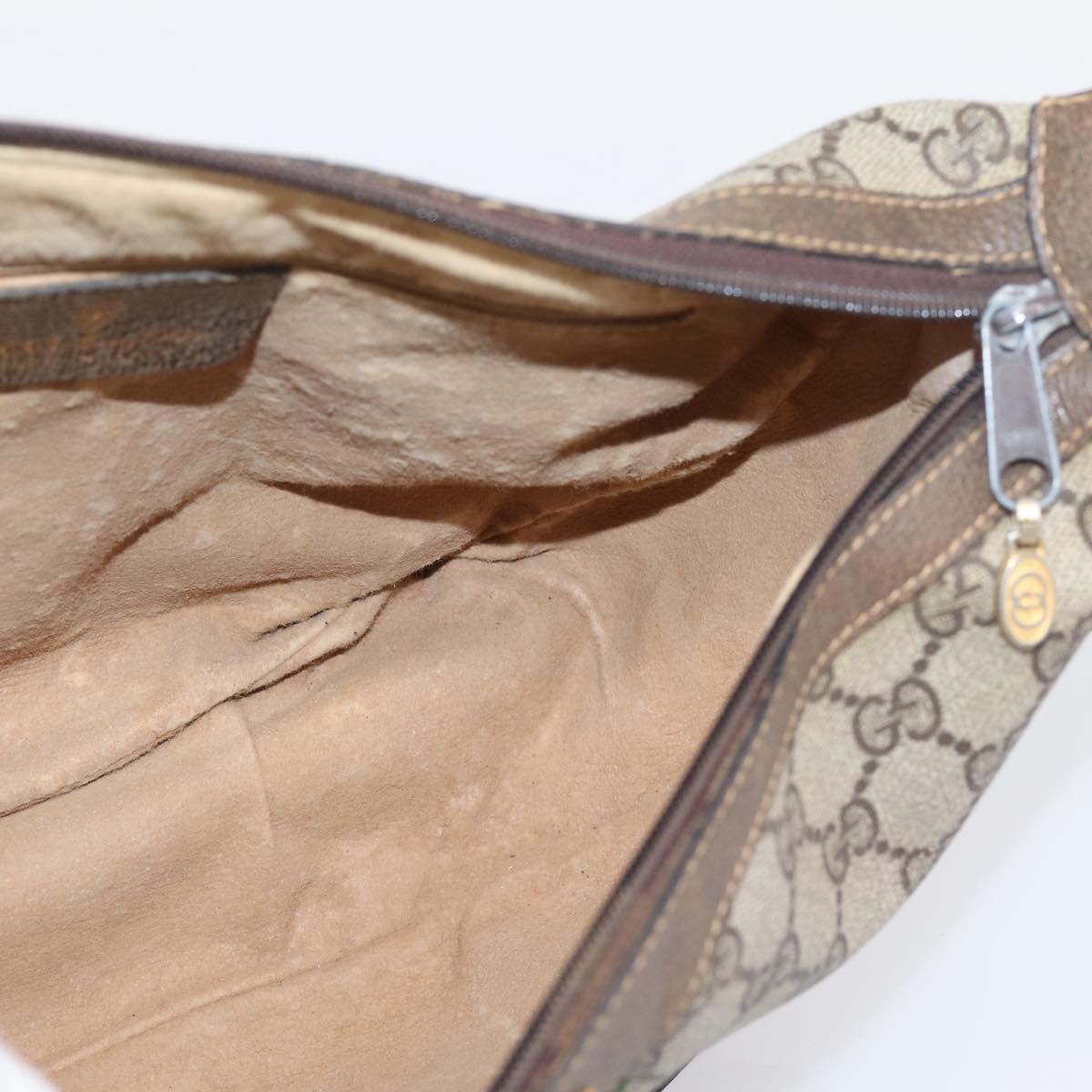 GUCCI GG Supreme Web Sherry Line Bag PVC Beige Gold 10 01 3840 Auth ka6558