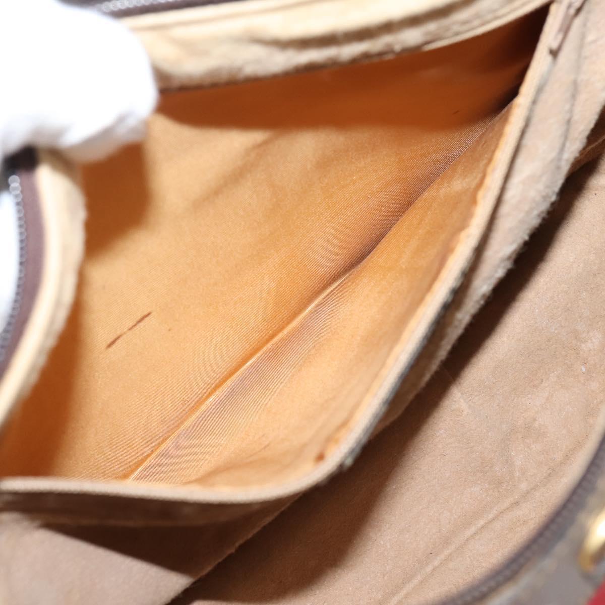 GUCCI GG Supreme Web Sherry Line Bag PVC Beige Gold 10 01 3840 Auth ka6558