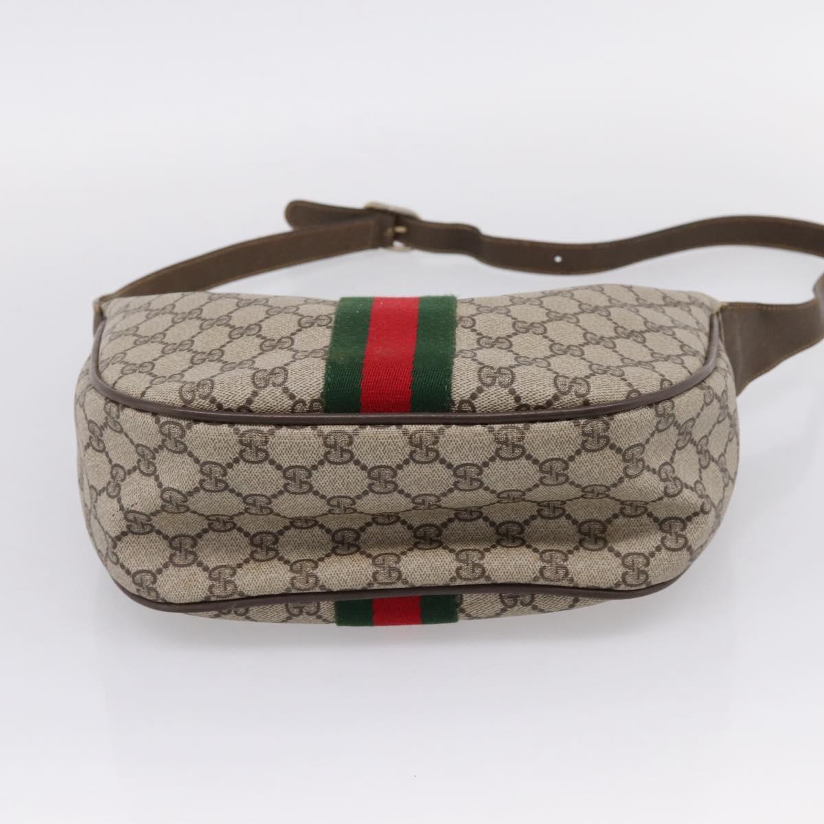 GUCCI GG Supreme Web Sherry Line Bag PVC Beige Gold 10 01 3840 Auth ka6558