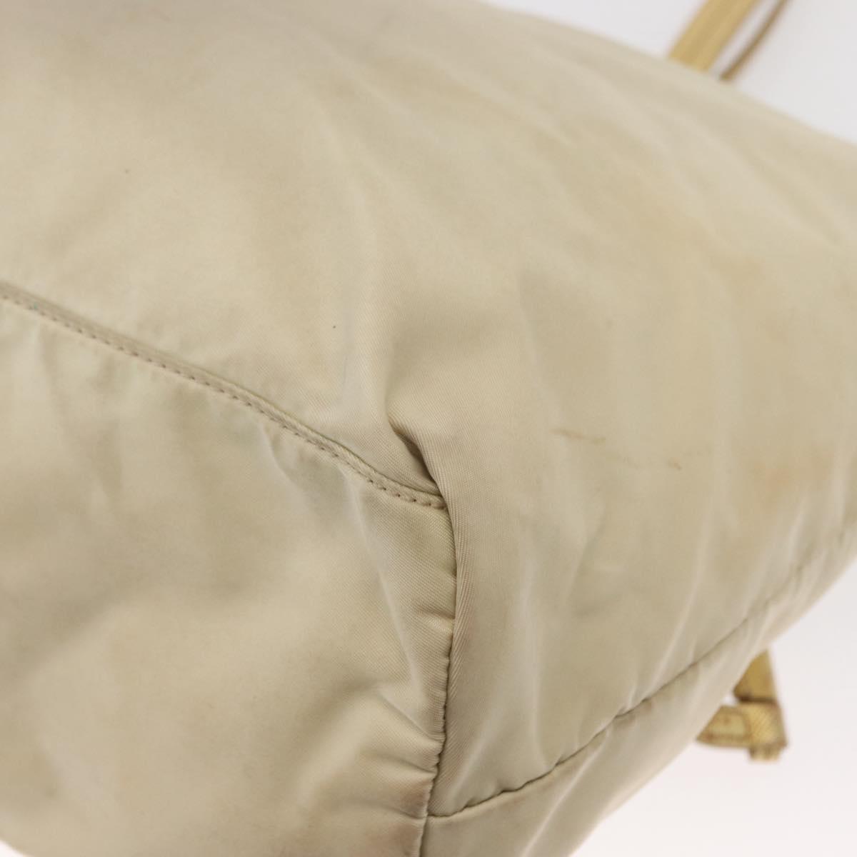 PRADA Tote Bag Nylon Beige Gold Auth ka656