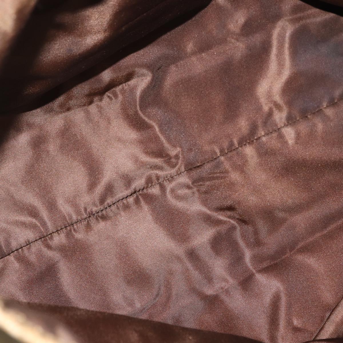 PRADA Tote Bag Nylon Beige Gold Auth ka656