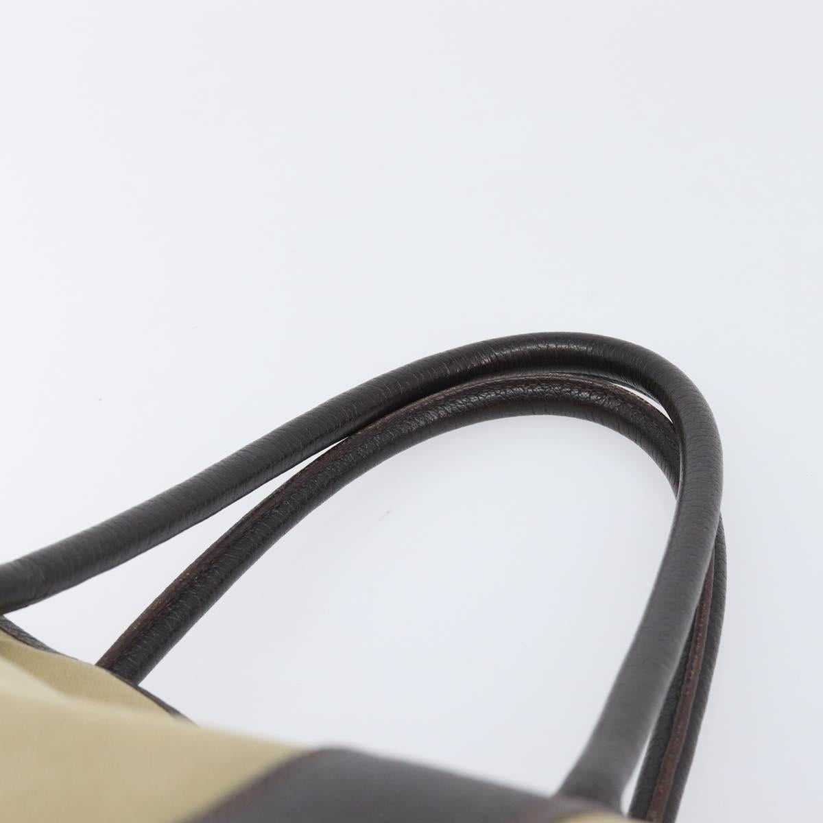 HERMES Garden Party 36 Hand Bag Canvas Beige Silver Auth ka6561