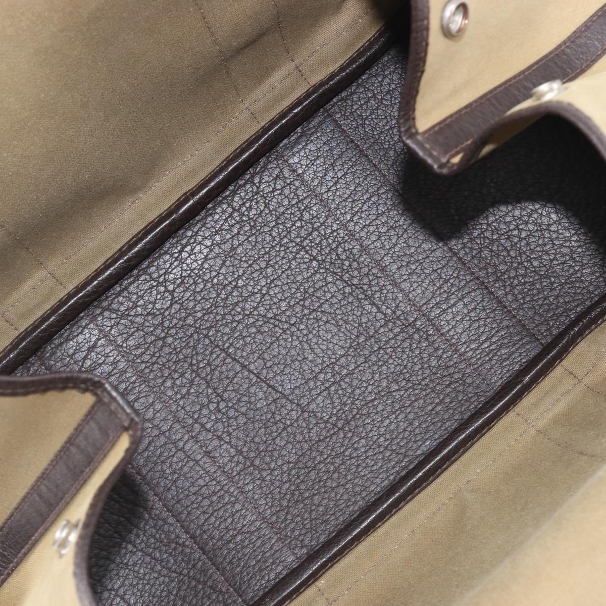 HERMES Garden Party 36 Hand Bag Canvas Beige Silver Auth ka6561