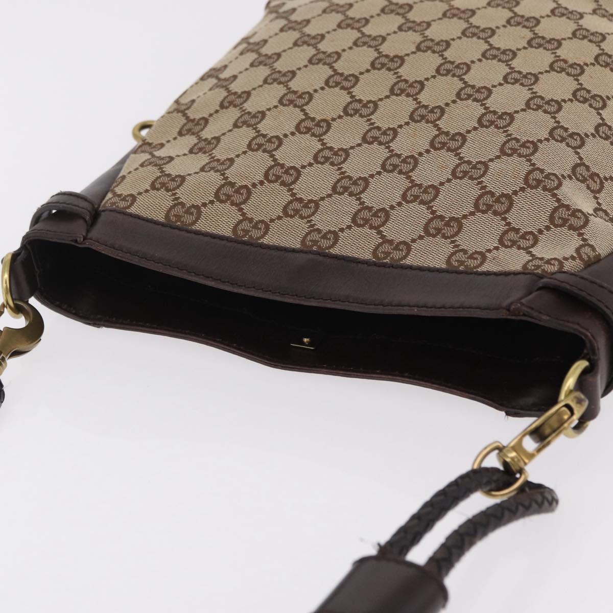 GUCCI GG Canvas Shoulder Bag Beige Gold 109106 Auth ka6563