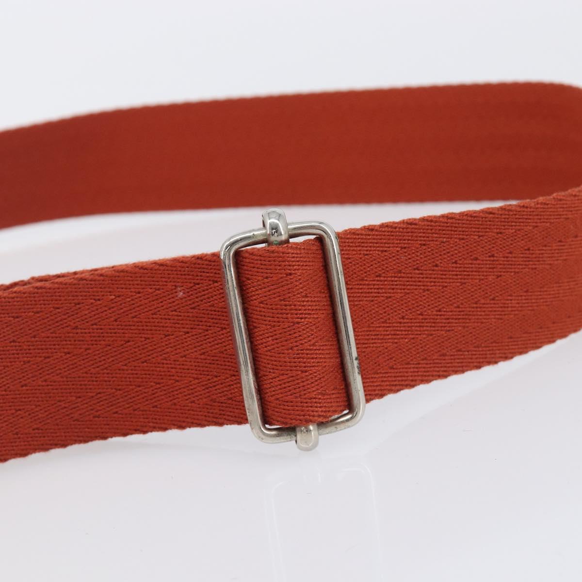 HERMES Acapulco Bandouliere PM Shoulder Bag Canvas Orange Silver Auth ka6564A