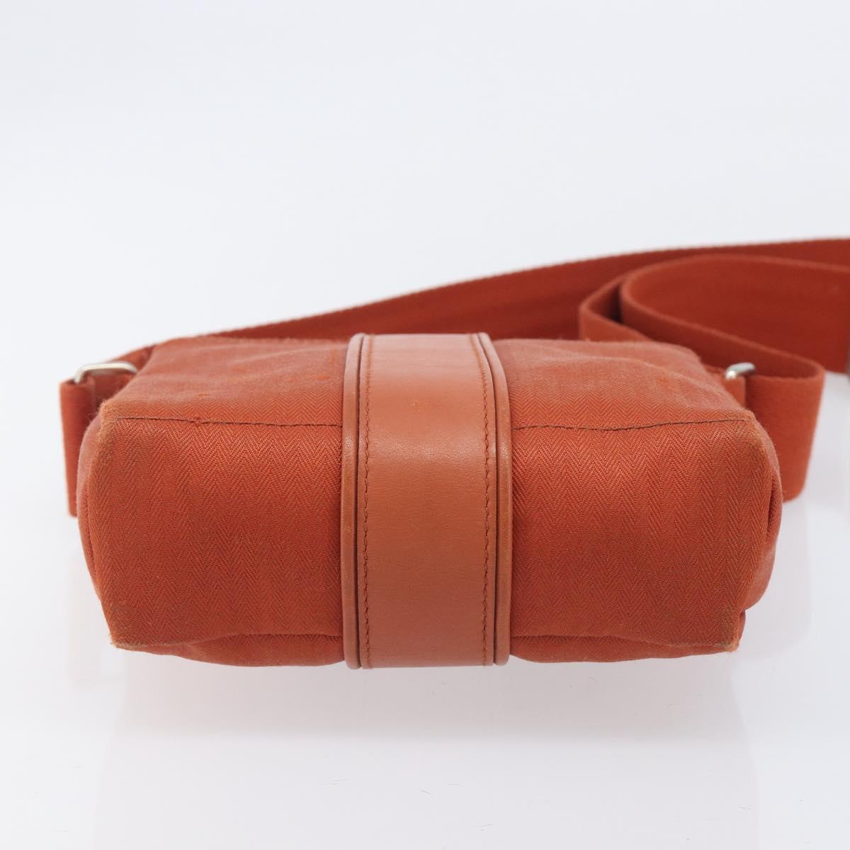 HERMES Acapulco Bandouliere PM Shoulder Bag Canvas Orange Silver Auth ka6564A