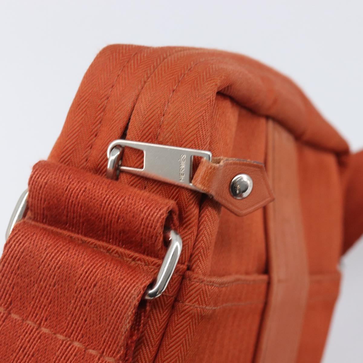 HERMES Acapulco Bandouliere PM Shoulder Bag Canvas Orange Silver Auth ka6564A