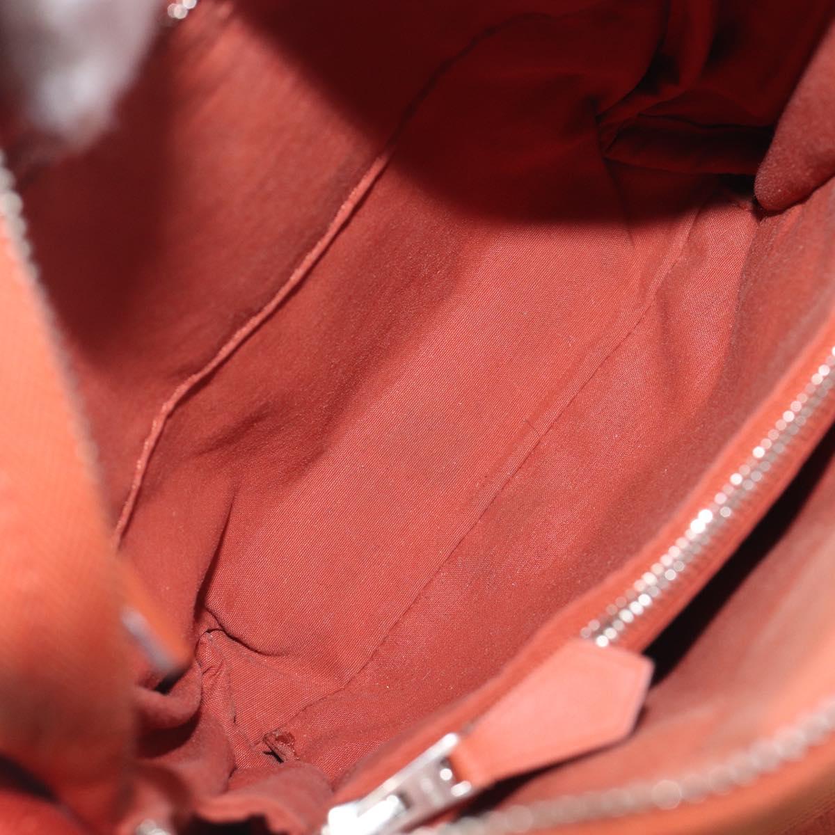HERMES Acapulco Bandouliere PM Shoulder Bag Canvas Orange Silver Auth ka6564A