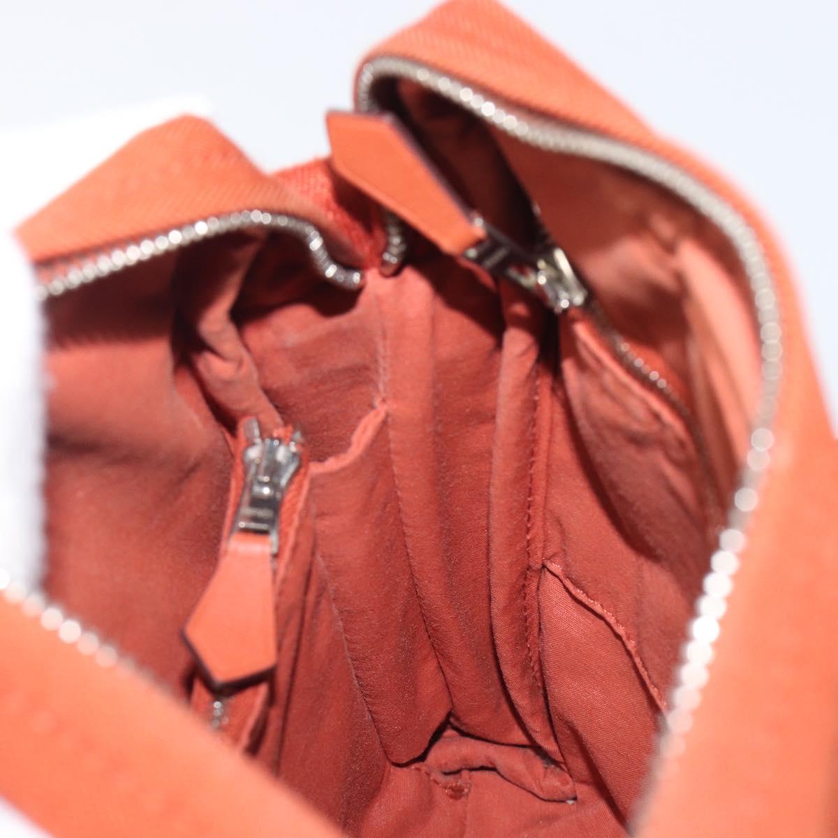 HERMES Acapulco Bandouliere PM Shoulder Bag Canvas Orange Silver Auth ka6564A