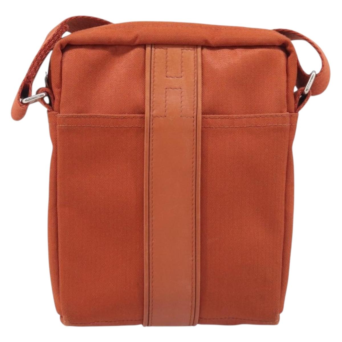 HERMES Acapulco Bandouliere PM Shoulder Bag Canvas Orange Silver Auth ka6564A