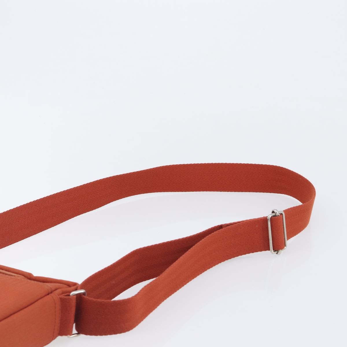 HERMES Acapulco Bandouliere PM Shoulder Bag Canvas Orange Silver Auth ka6564A