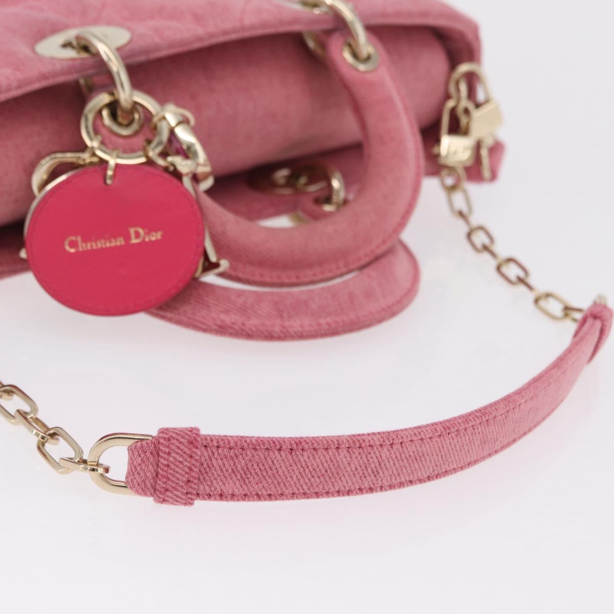 Christian Dior Macro Cannage Lady D Joy Satchel Denim 2way Pink Auth ka6565SAM