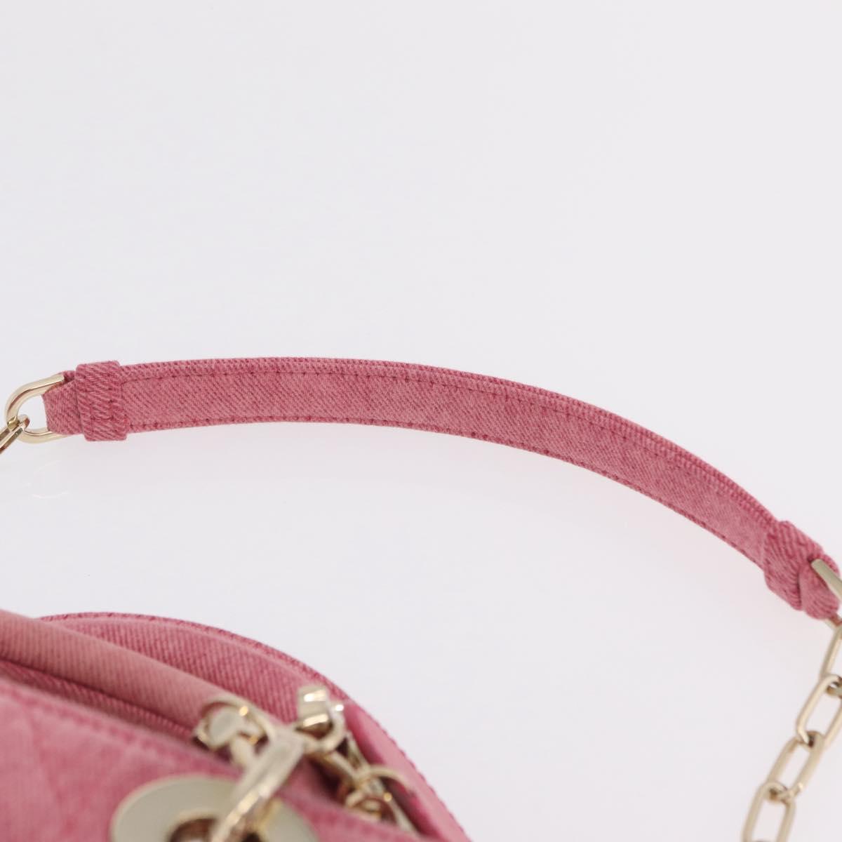 Christian Dior Macro Cannage Lady D Joy Satchel Denim 2way Pink Auth ka6565SAM