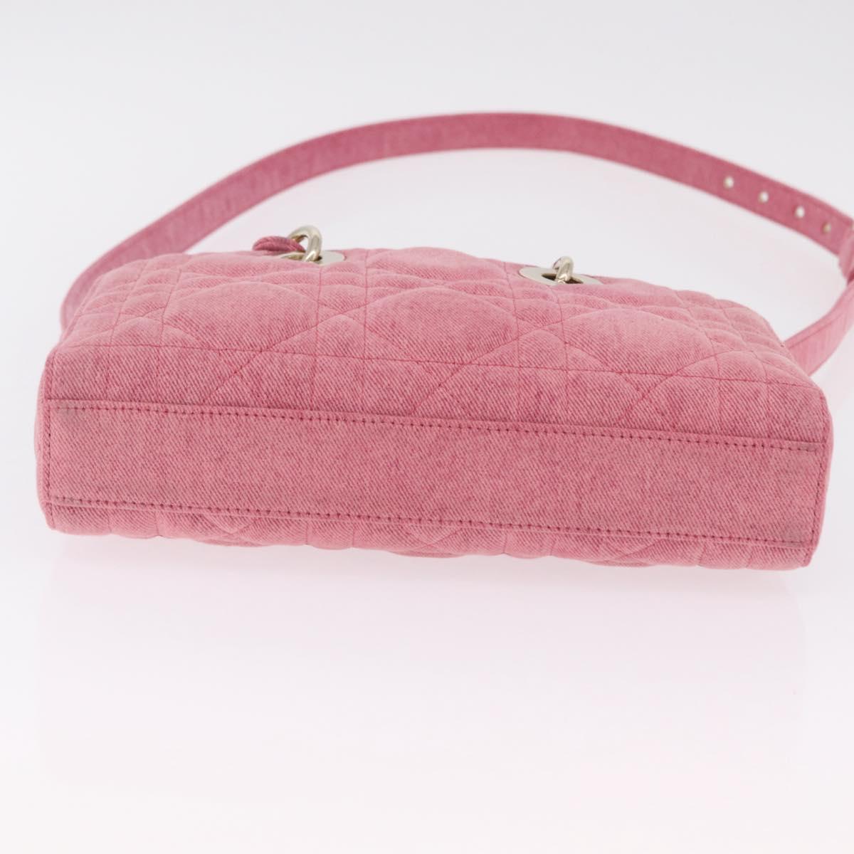 Christian Dior Macro Cannage Lady D Joy Satchel Denim 2way Pink Auth ka6565SAM
