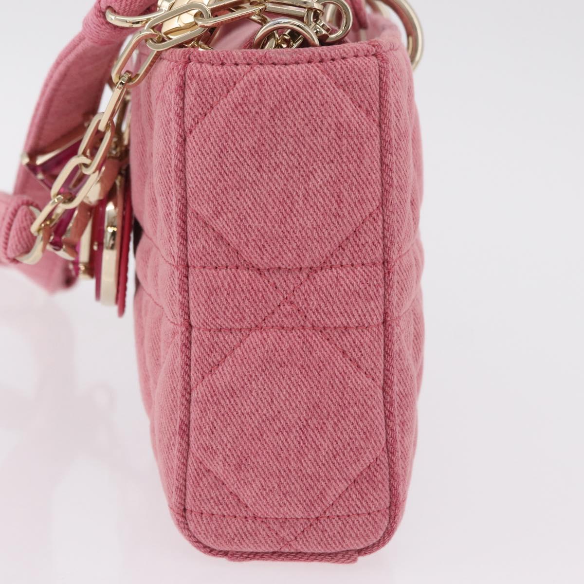 Christian Dior Macro Cannage Lady D Joy Satchel Denim 2way Pink Auth ka6565SAM