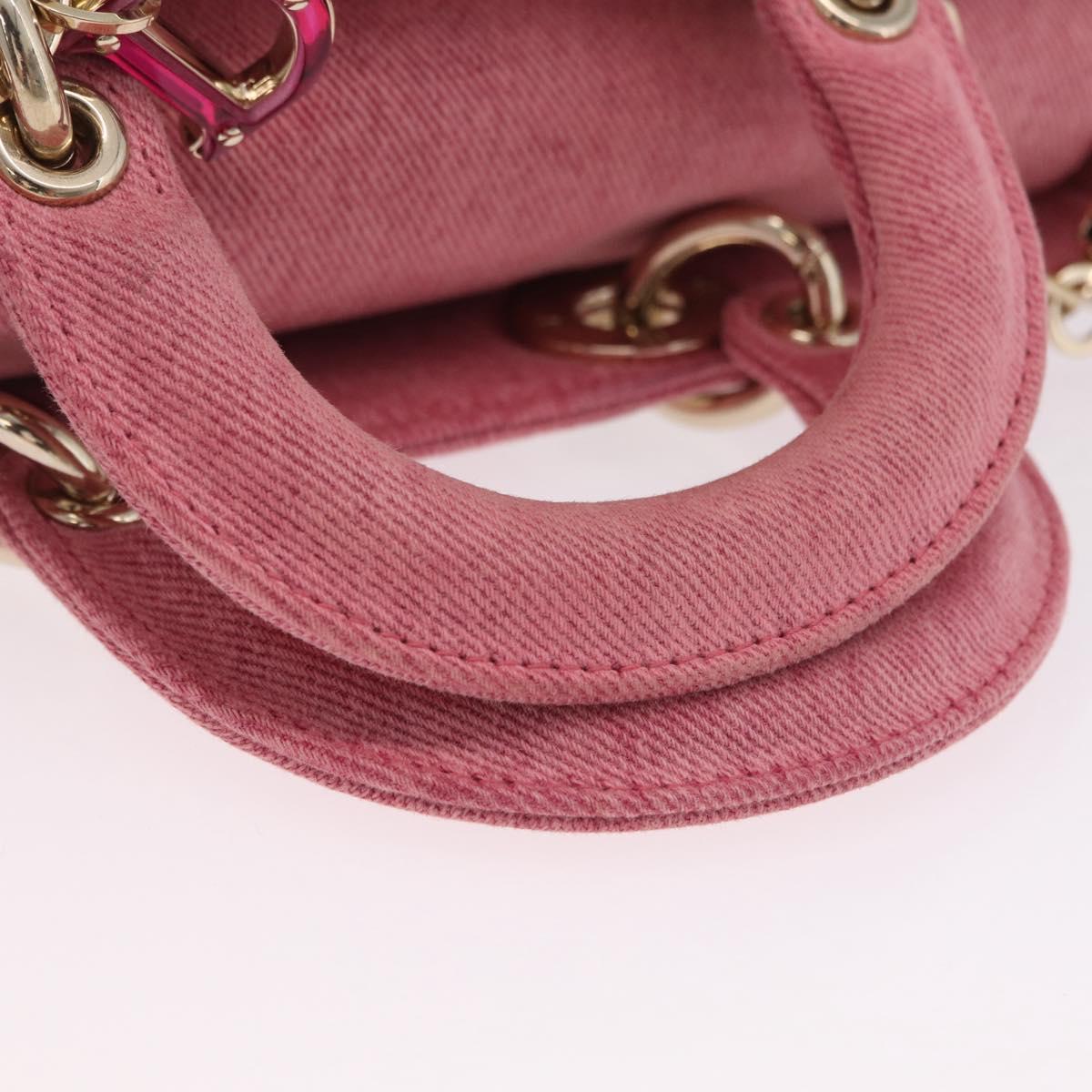 Christian Dior Macro Cannage Lady D Joy Satchel Denim 2way Pink Auth ka6565SAM