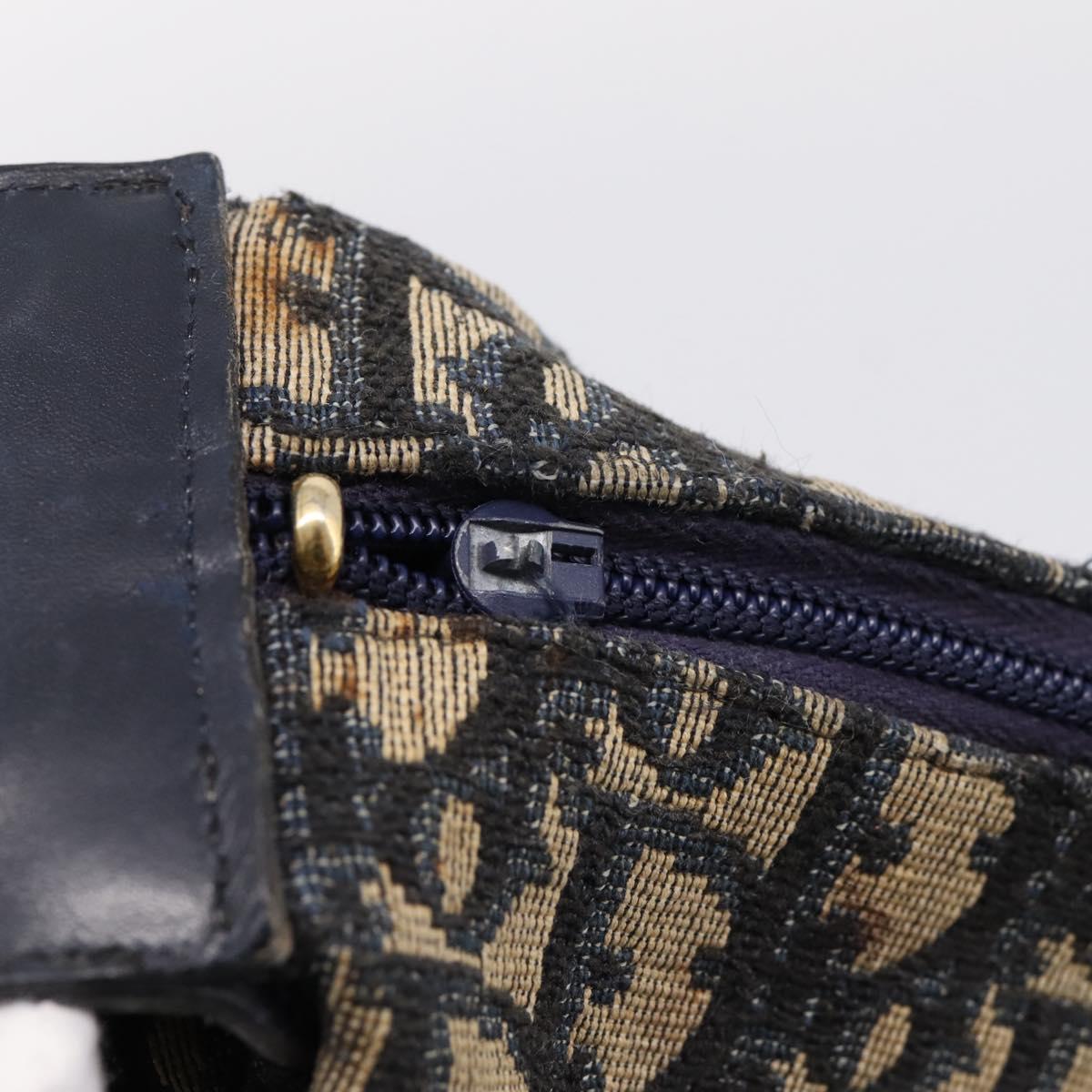Christian Dior Trotter Canvas Shoulder Bag Navy Gold Auth ka6567