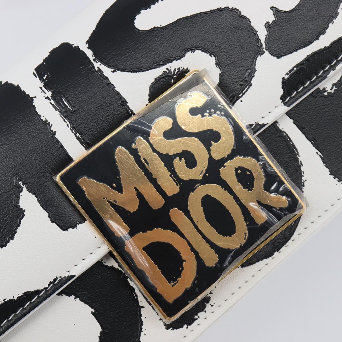 Christian Dior Miss Dior Shoulder Bag Leather White Gold Auth ka6568SAM