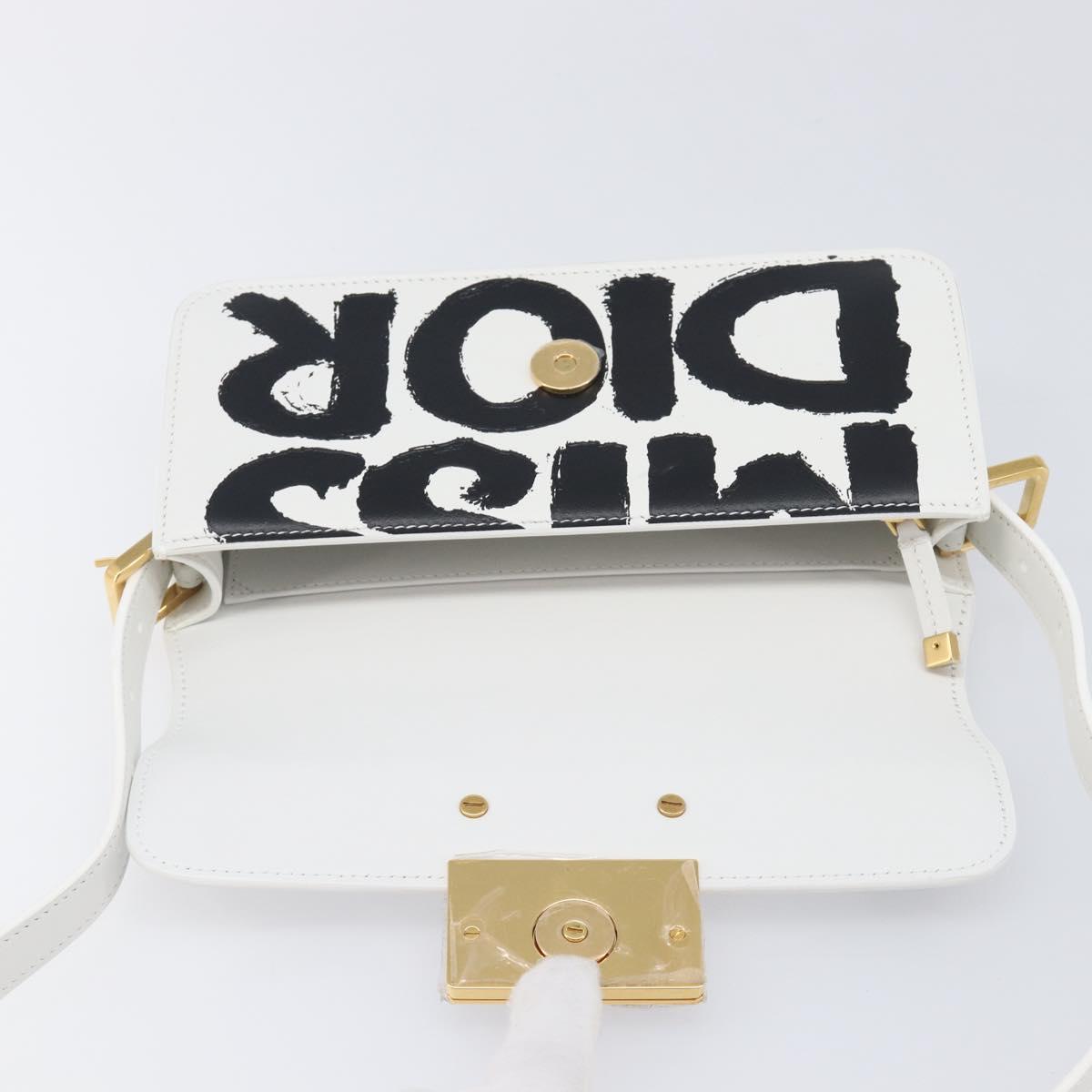 Christian Dior Miss Dior Shoulder Bag Leather White Gold Auth ka6568SAM