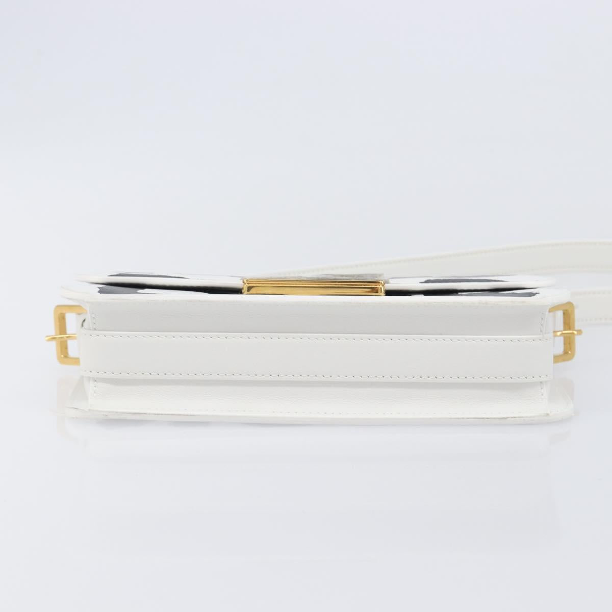 Christian Dior Miss Dior Shoulder Bag Leather White Gold Auth ka6568SAM