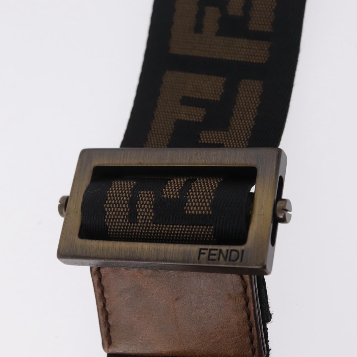 FENDI Zucca Canvas Waist bag Brown Black Auth ka6570A