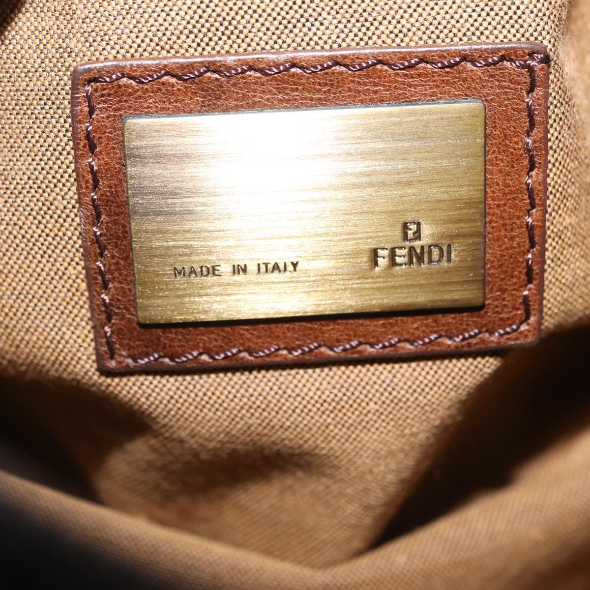 FENDI Zucca Canvas Waist bag Brown Black Auth ka6570A