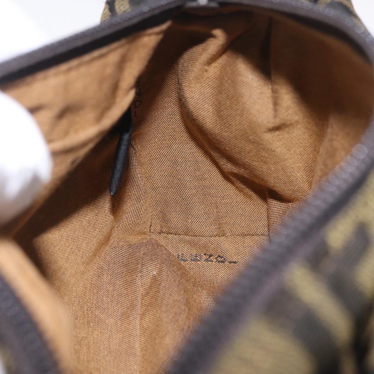 FENDI Zucca Canvas Waist bag Brown Black Auth ka6570A