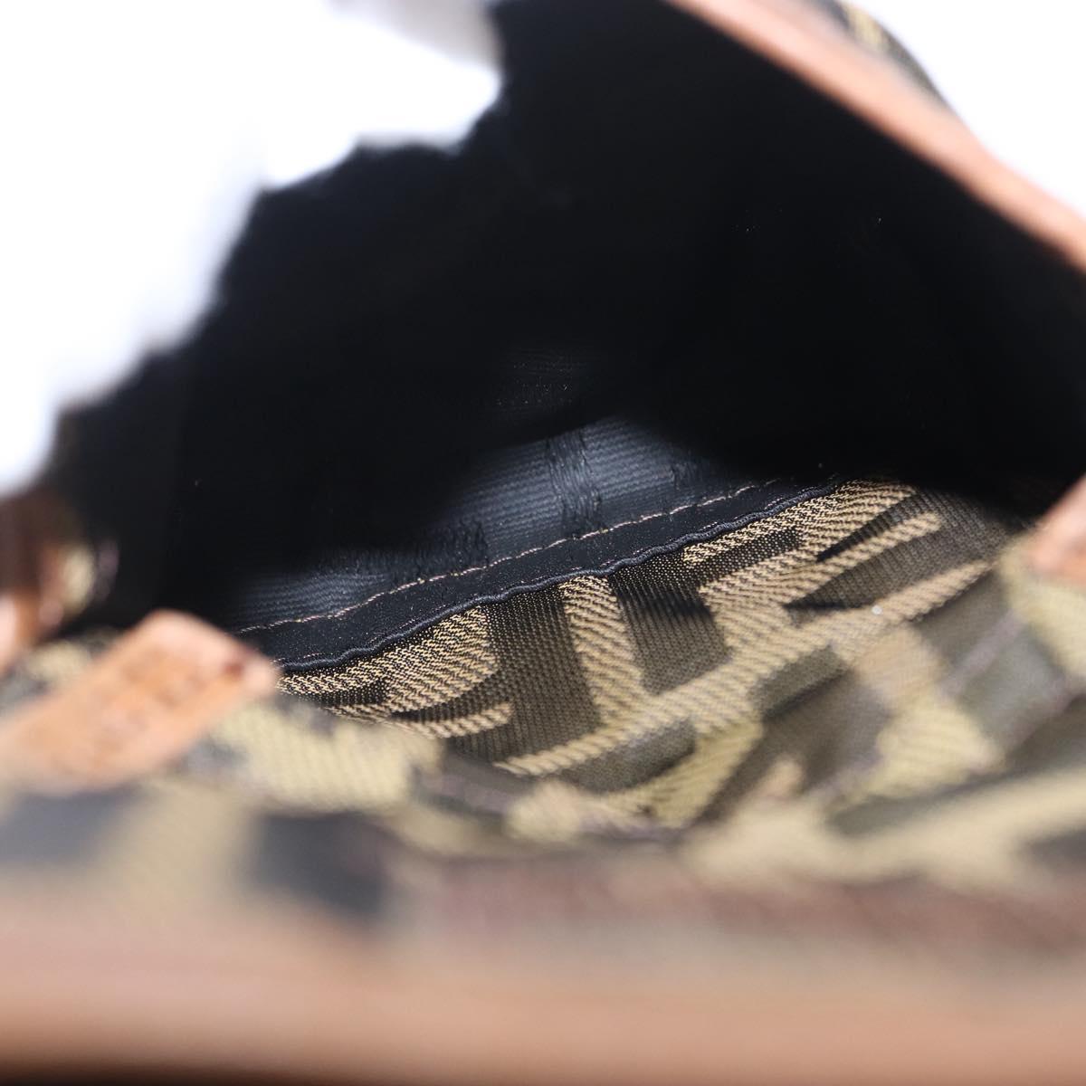 FENDI Zucca Canvas Waist bag Brown Black Auth ka6570A