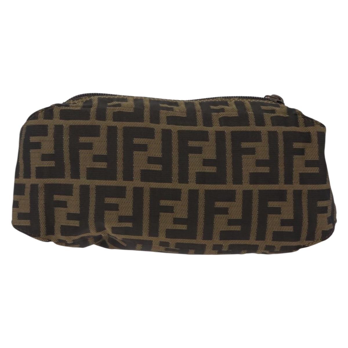 FENDI Zucca Canvas Waist bag Brown Black Auth ka6570A