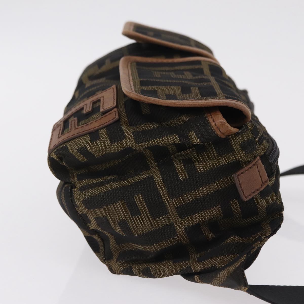 FENDI Zucca Canvas Waist bag Brown Black Auth ka6570A