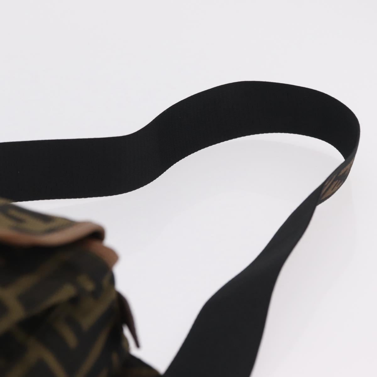 FENDI Zucca Canvas Waist bag Brown Black Auth ka6570A