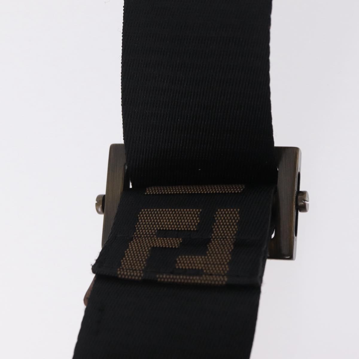 FENDI Zucca Canvas Waist bag Brown Black Auth ka6570A