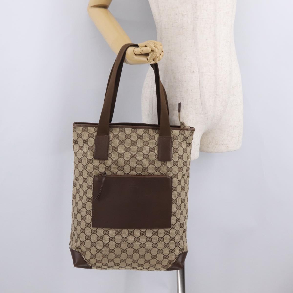 GUCCI GG Canvas Tote Bag Beige Silver 019 0401 Auth ka6572