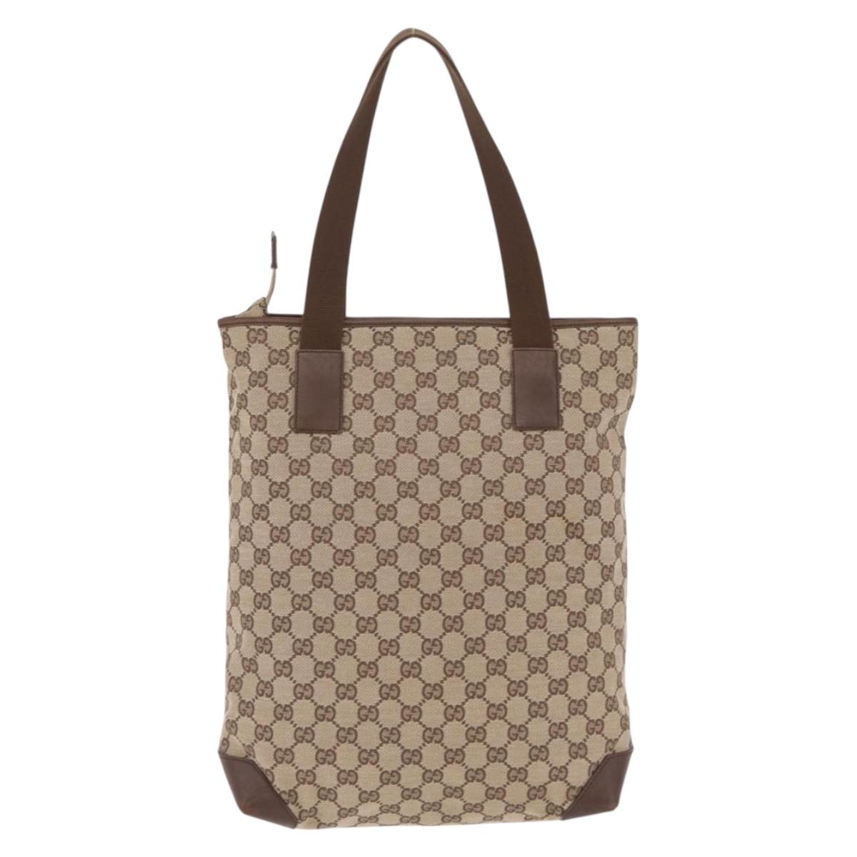 GUCCI GG Canvas Tote Bag Beige Silver 019 0401 Auth ka6572