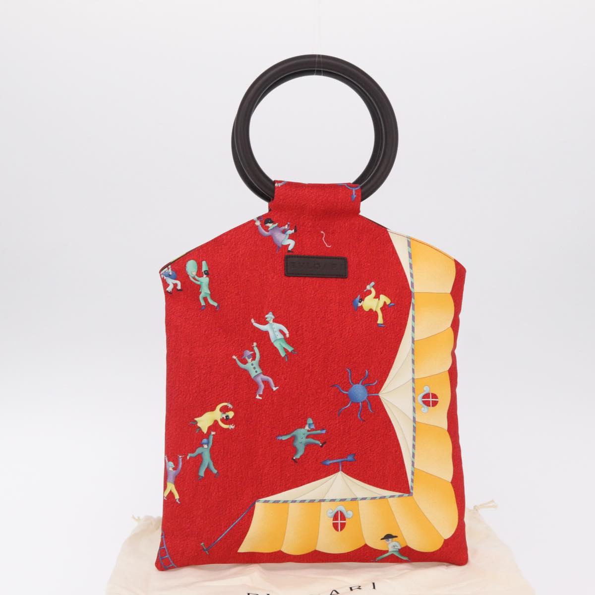 BVLGARI Girotondo Di Marionette Hand Bag Silk Red Auth ka6573