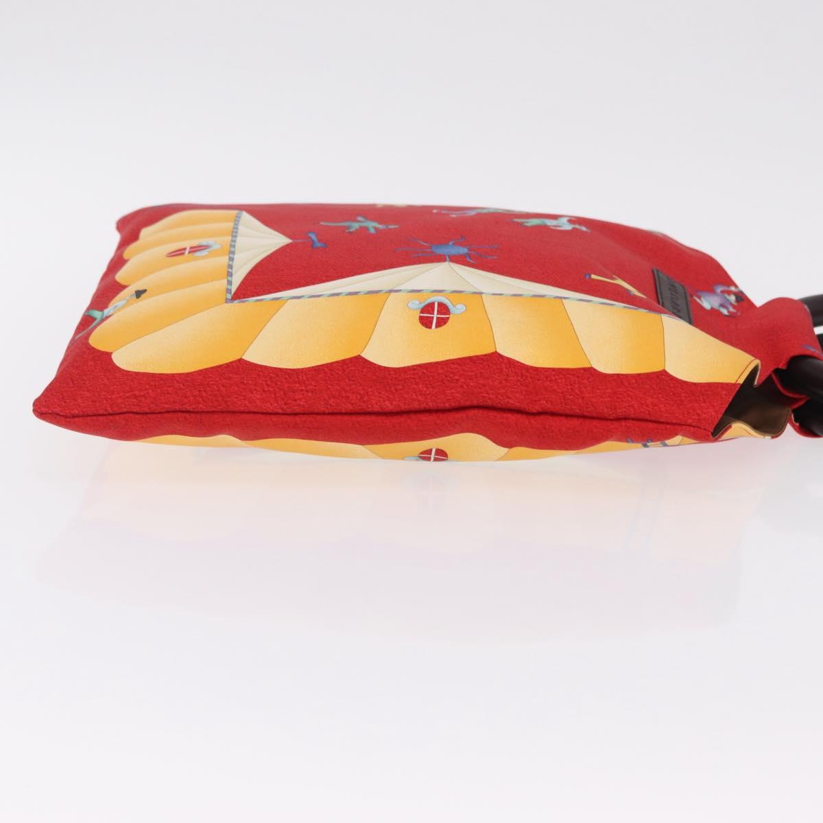 BVLGARI Girotondo Di Marionette Hand Bag Silk Red Auth ka6573