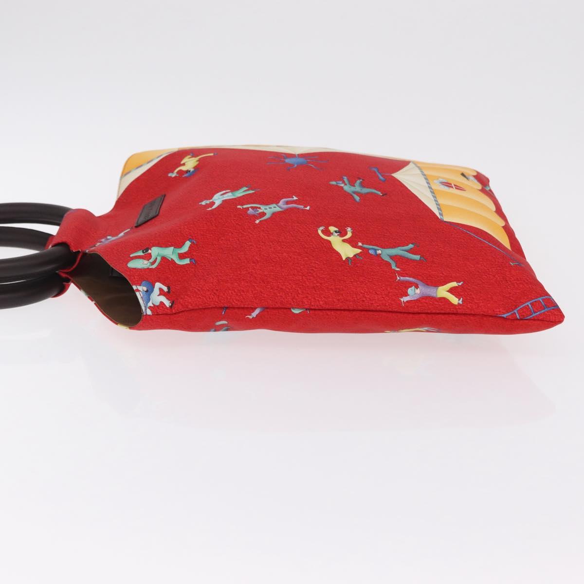 BVLGARI Girotondo Di Marionette Hand Bag Silk Red Auth ka6573