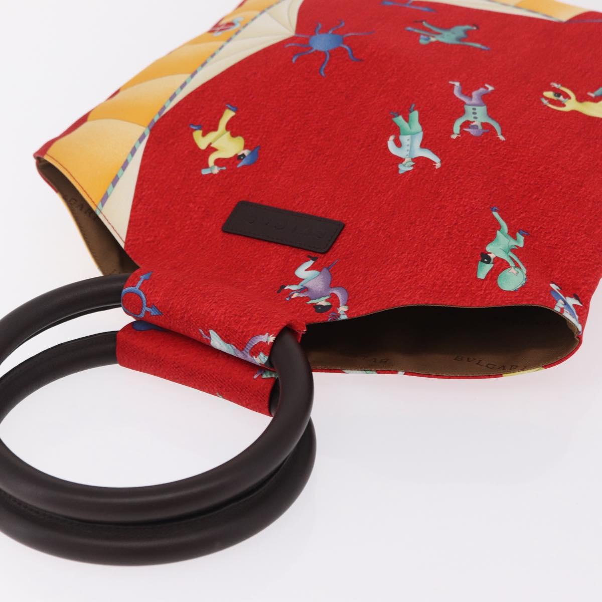 BVLGARI Girotondo Di Marionette Hand Bag Silk Red Auth ka6573