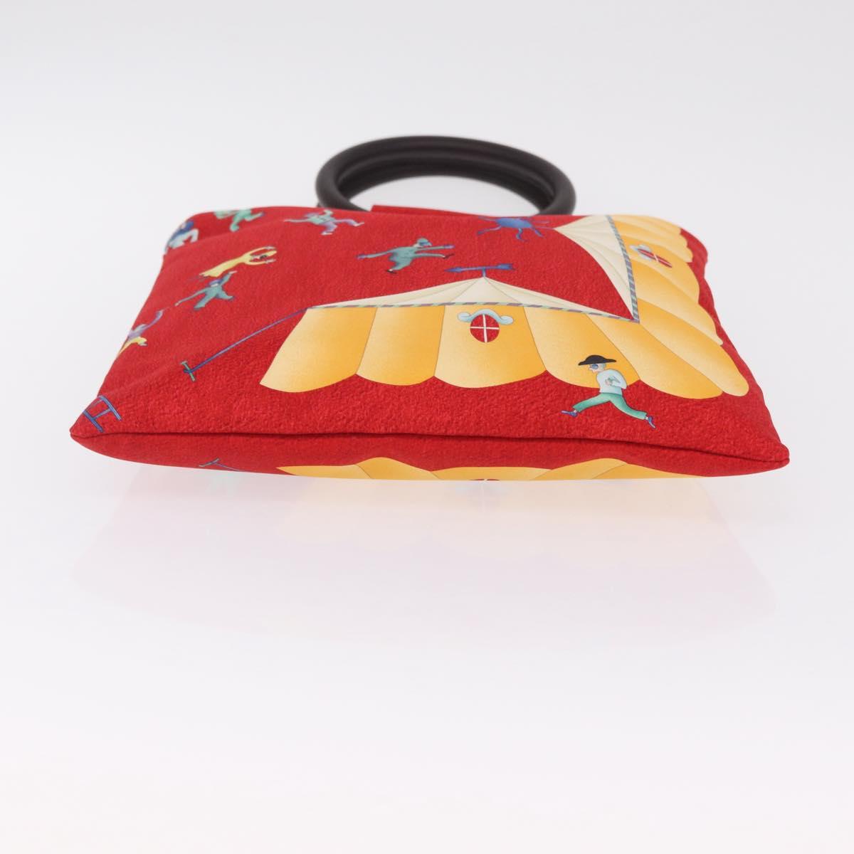 BVLGARI Girotondo Di Marionette Hand Bag Silk Red Auth ka6573