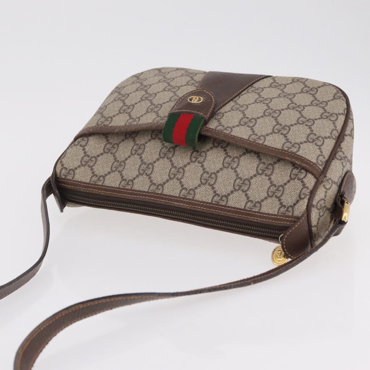 GUCCI GG Supreme Web Sherry Line Bag PVC Beige Gold 001 123 6177 Auth ka6578
