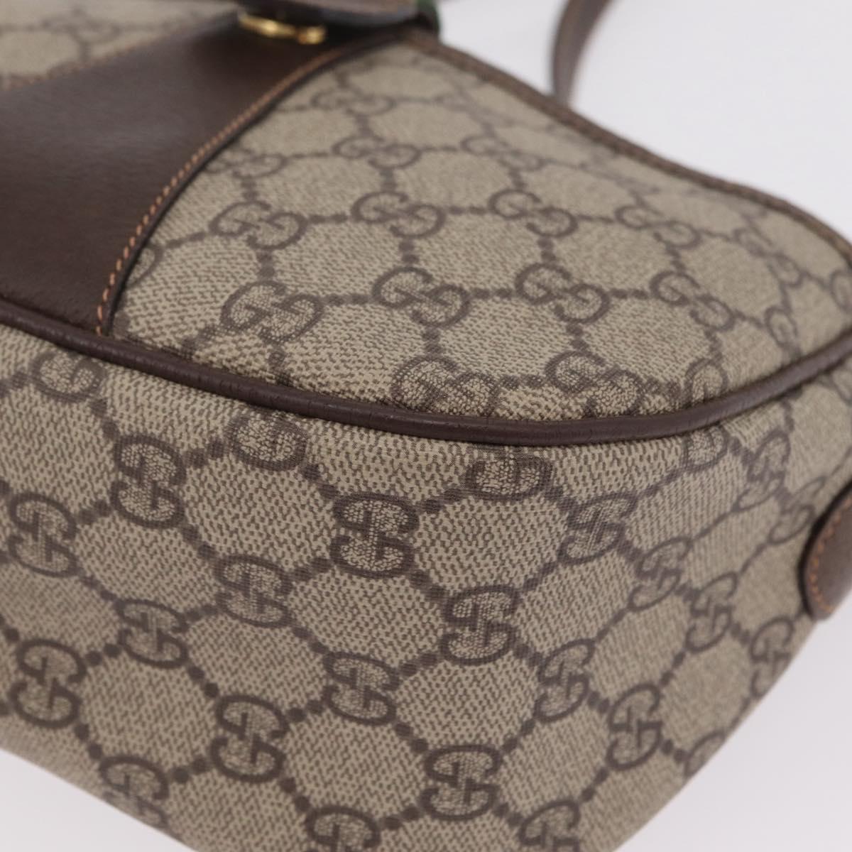 GUCCI GG Supreme Web Sherry Line Bag PVC Beige Gold 001 123 6177 Auth ka6578