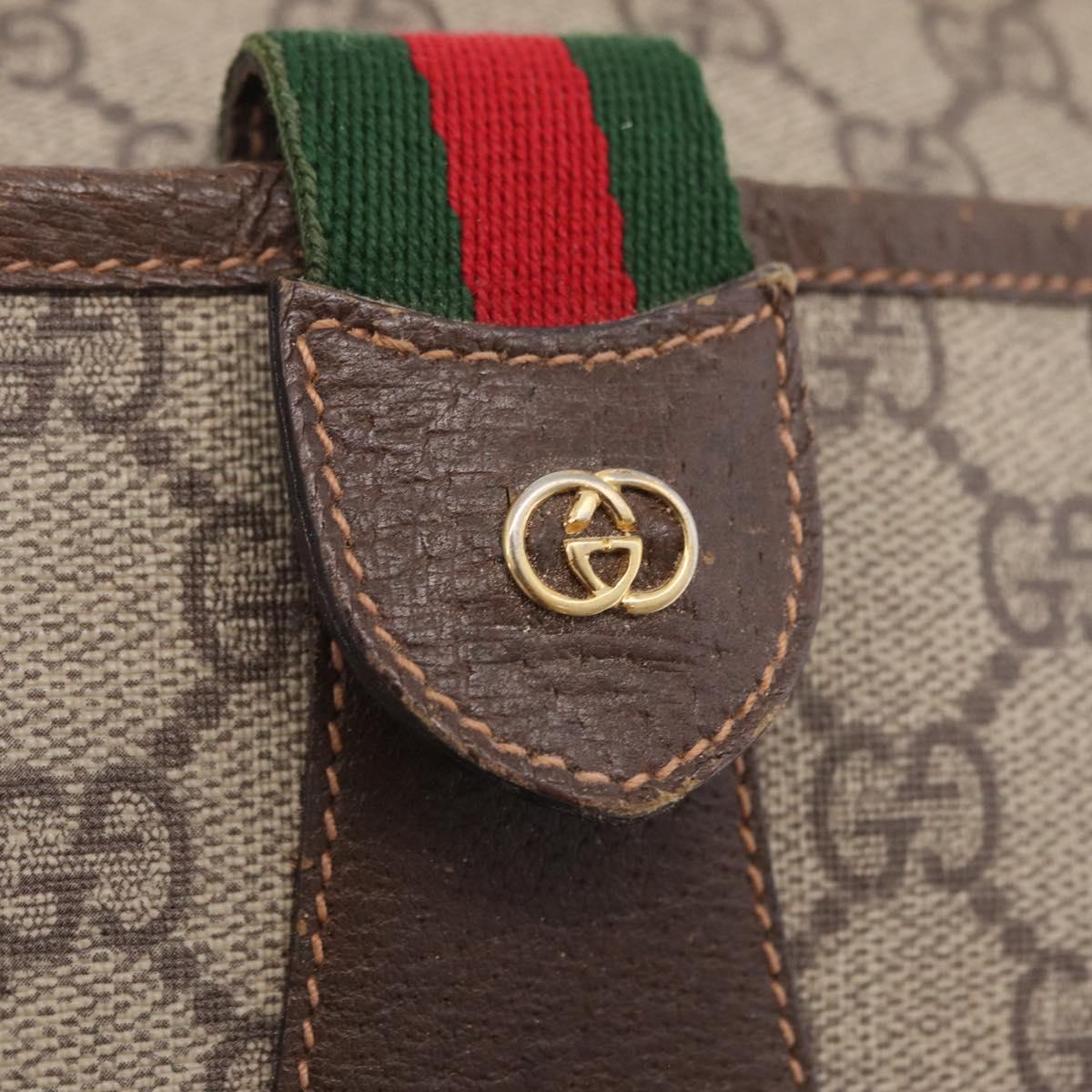 GUCCI GG Supreme Web Sherry Line Bag PVC Beige Gold 001 123 6177 Auth ka6578