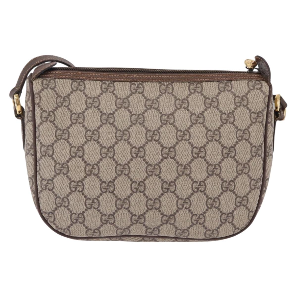 GUCCI GG Supreme Web Sherry Line Bag PVC Beige Gold 001 123 6177 Auth ka6578
