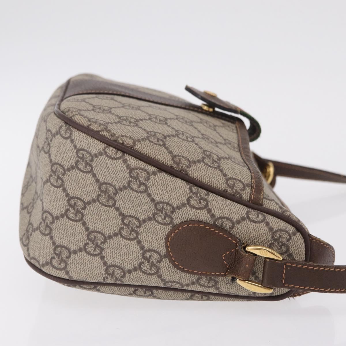 GUCCI GG Supreme Web Sherry Line Bag PVC Beige Gold 001 123 6177 Auth ka6578