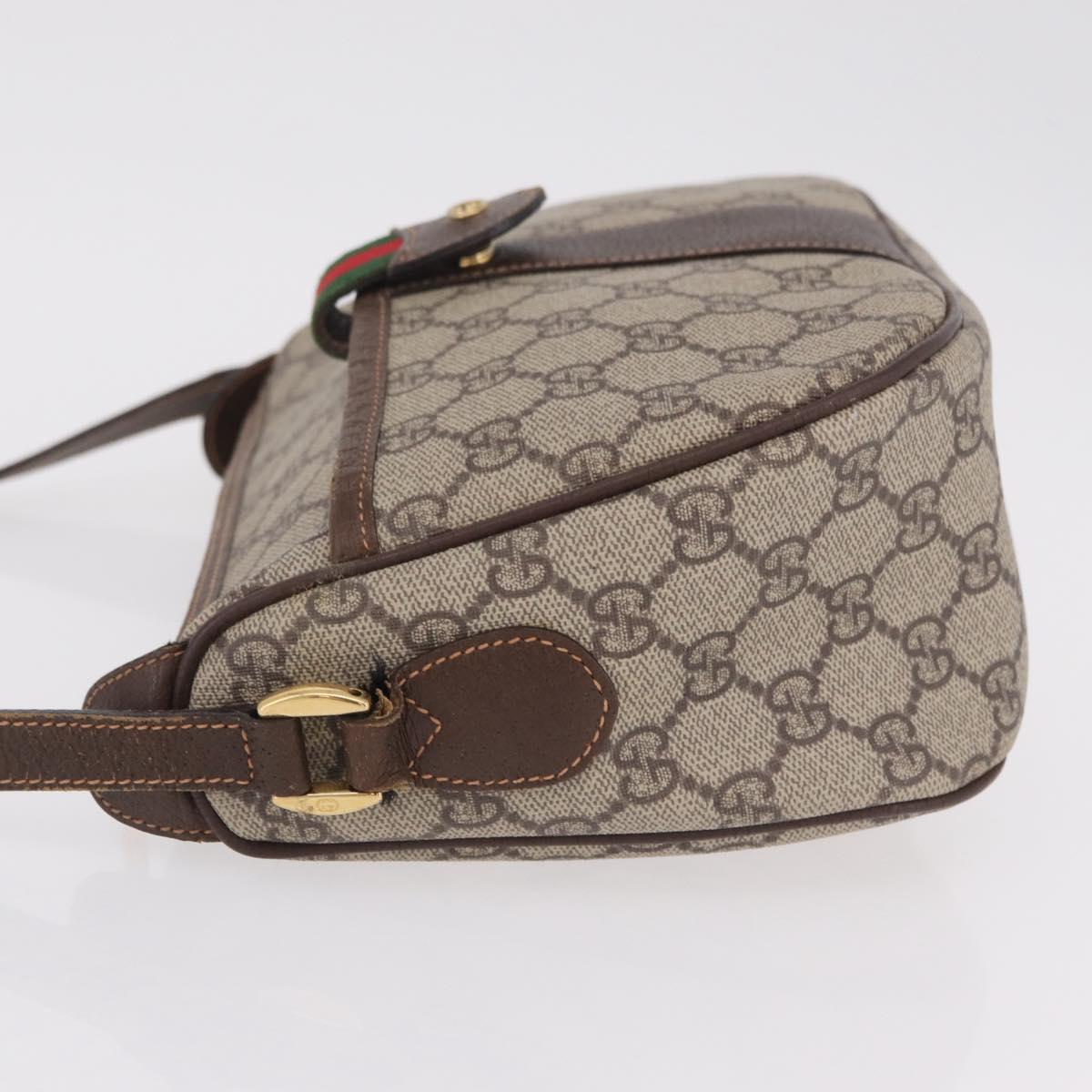 GUCCI GG Supreme Web Sherry Line Bag PVC Beige Gold 001 123 6177 Auth ka6578