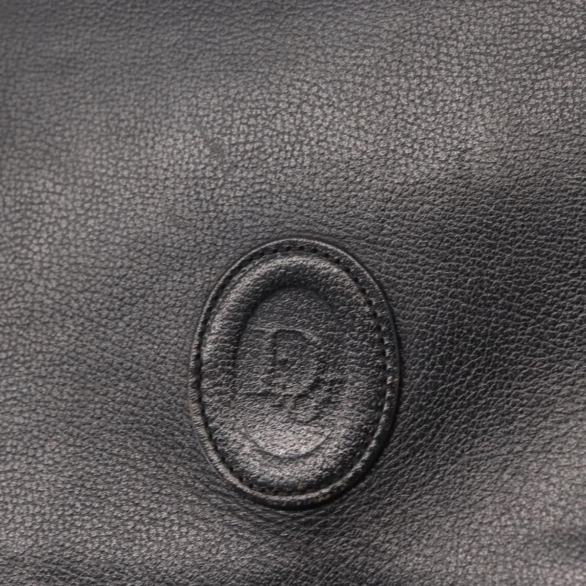 Christian Dior Chain Shoulder Bag Leather Black Gold Auth ka658